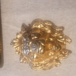 Vintage NAPIER goldtone pendant large 2" heavy designer costume jewelry pretty!